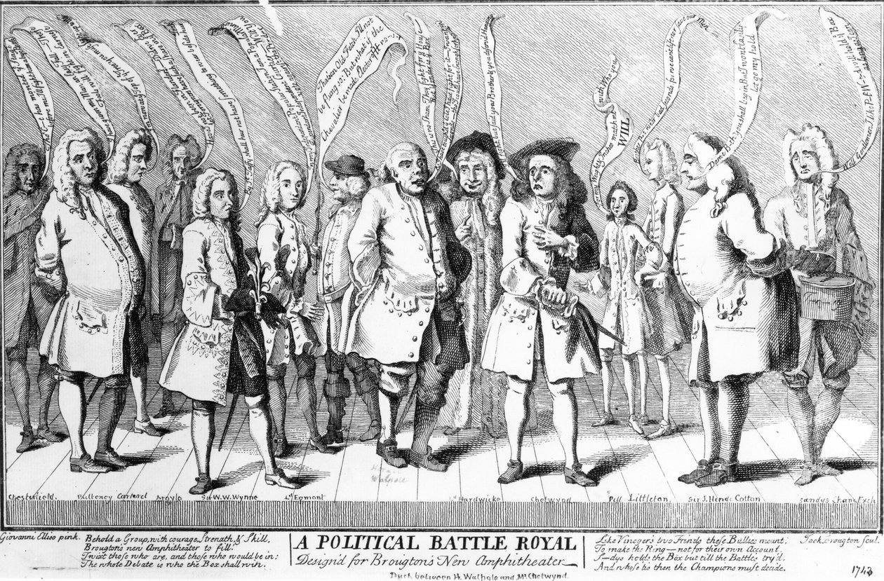 Broughtons Yeni Amfitiyatrosu için Politik Bir Battle Royale Tasarımları, c.1743 by English School