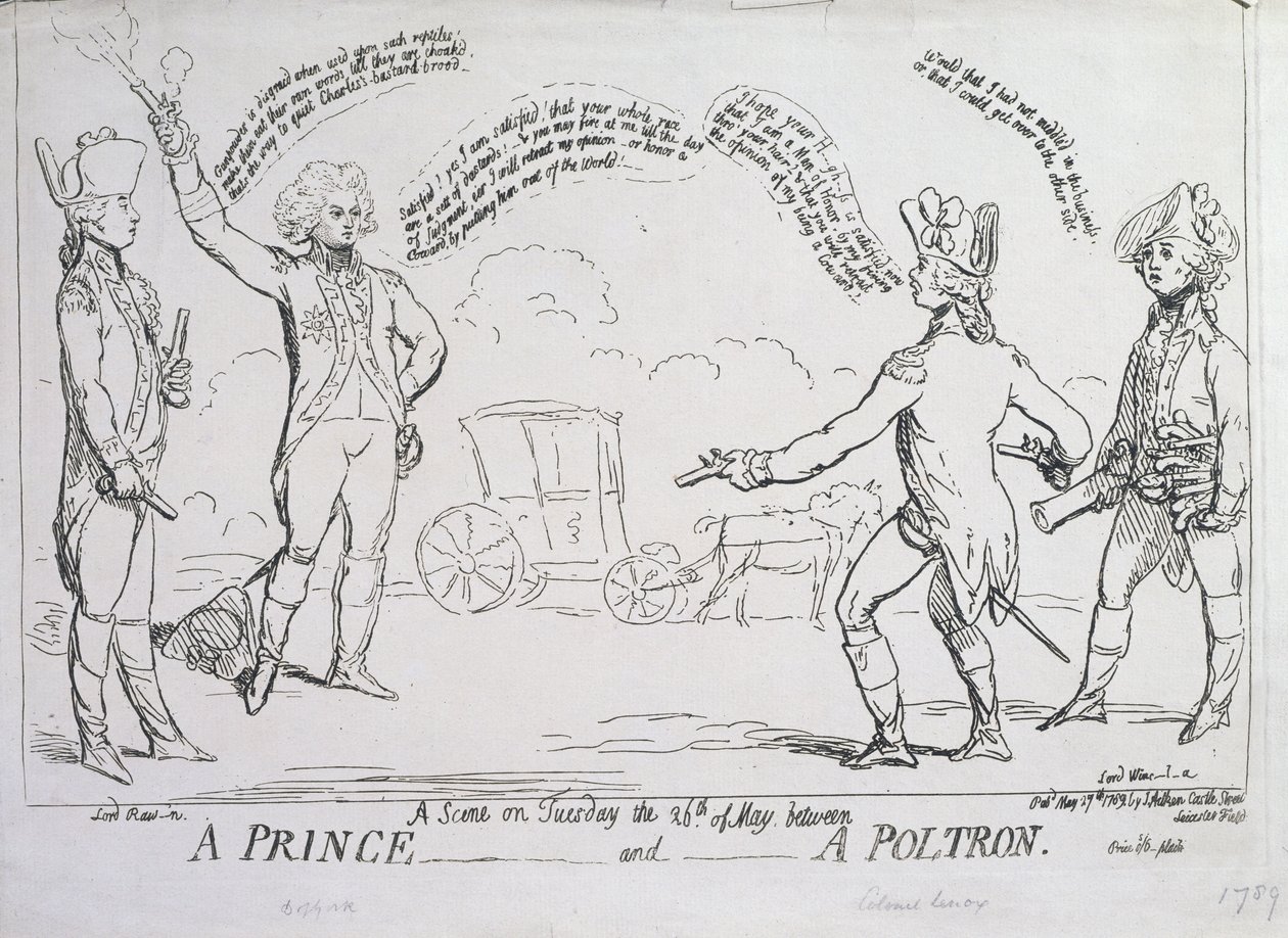Bir Prens ve Bir Poltron, J. Aitken tarafından 1789