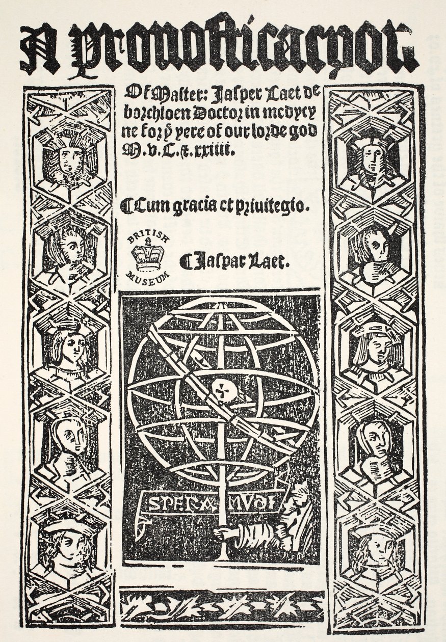 A Prognostication, Jasper Laet (fl.1485-1532), R. Bankes tarafından basılmış, 1524 by English School