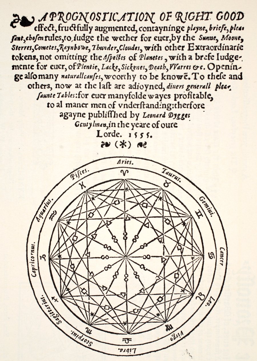 Doğru İyiliğin Öngörüsü, Leonard Dygges, Thomas Gemini tarafından basılmıştır, Blacke Friars, Londra, 1555 by English School