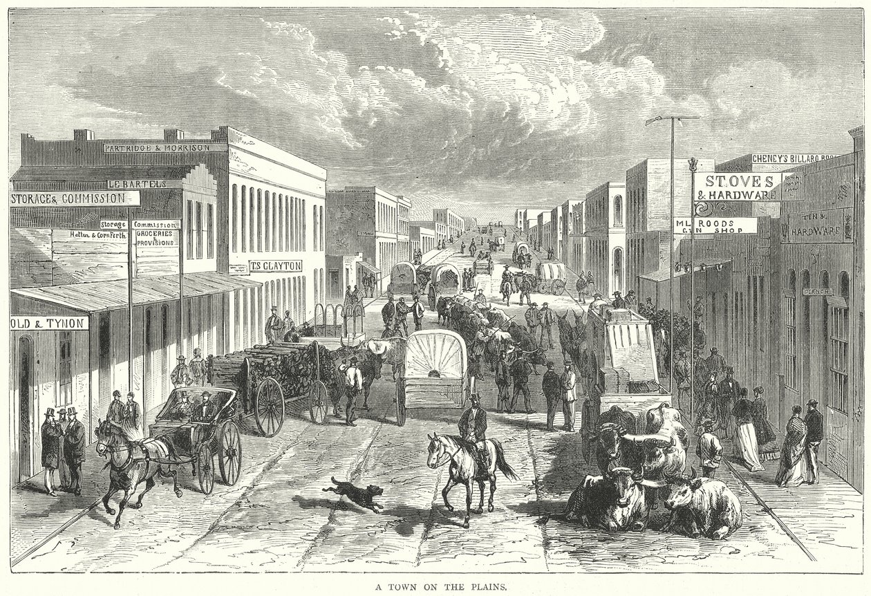 Ovalarda Bir Kasaba (gravür) by English School