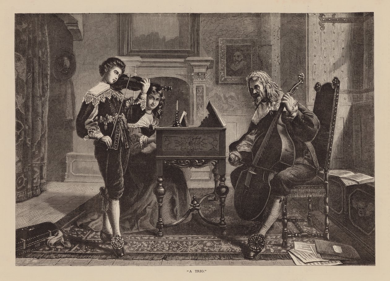 "Bir Trio" (gravür) by English School