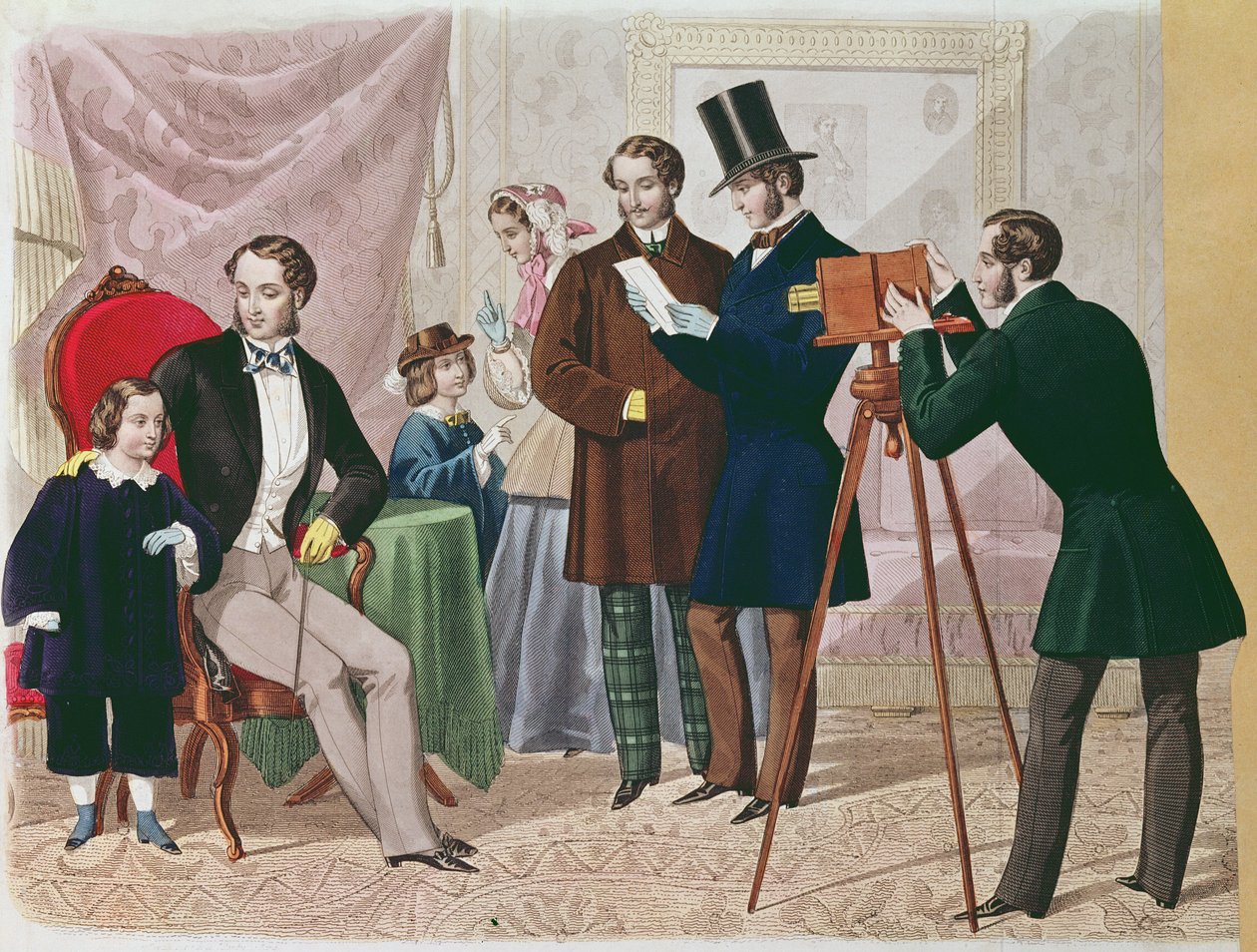 Fotoğrafçıya Bir Ziyaret, 1857 (renkli gravür) by English School