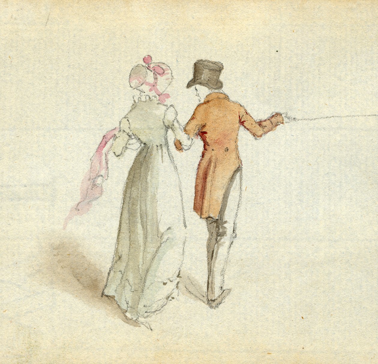 Gezici bir çift, yaklaşık 1825 (kağıt üzerinde wc) by English School
