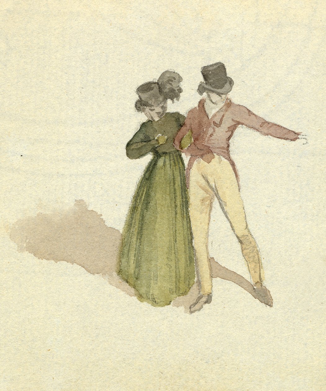 Gezici bir çift, yaklaşık 1825 (kağıt üzerinde wc) by English School