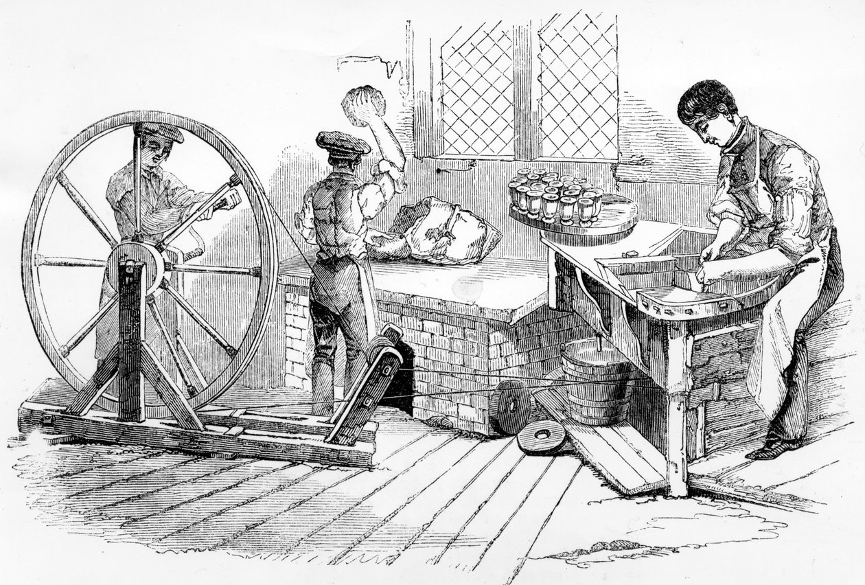 Kraliyet Porselen işlerinde bir gün, Worcester, 1843 by English School