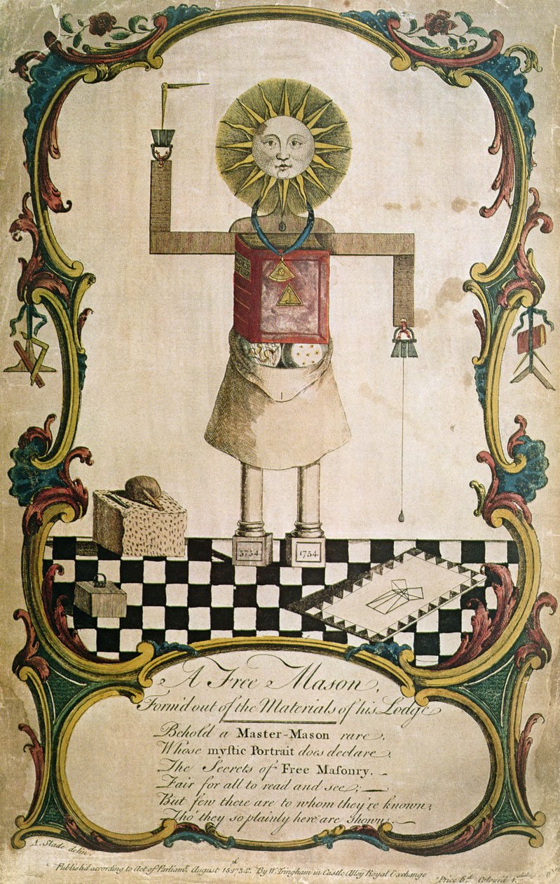 Locasının aletleriyle dövülmüş bir mason, 1754 by English School