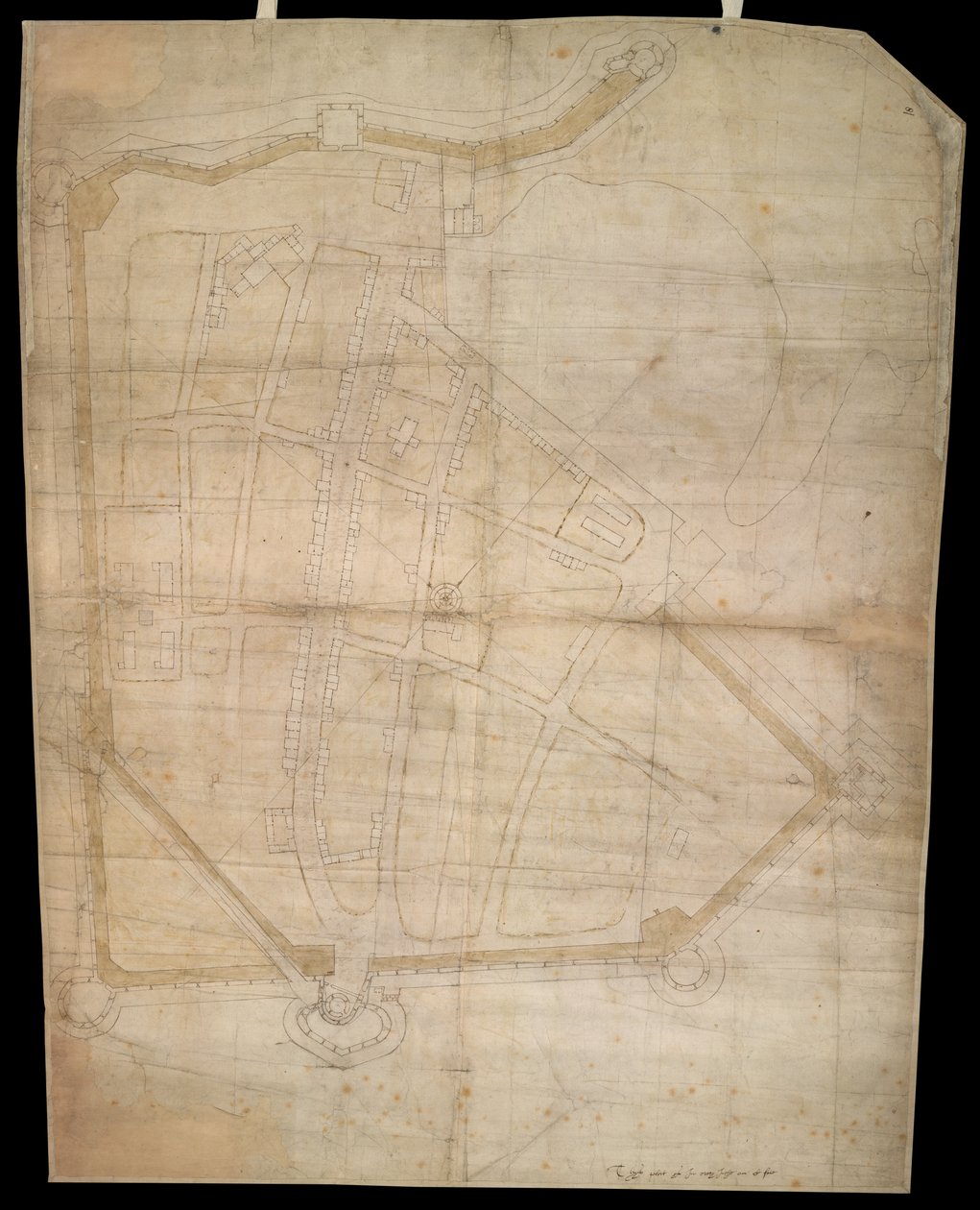 Portsmouth şehrinin surlarının planı, 1545-1546 civarı by English School