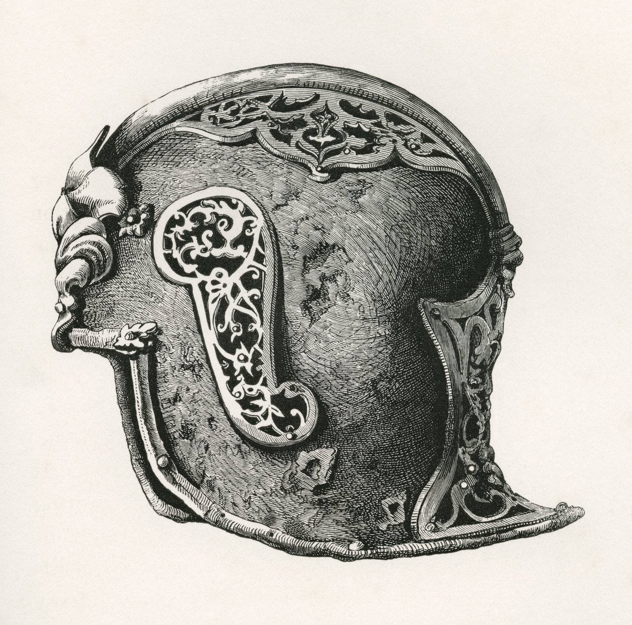 The British Army: Its Origins, Progress and Equipment, 1868'de yayınlanan bir sallet, namı diğer Salade veya Schaller savaş miğferi, MS 1450. by English School