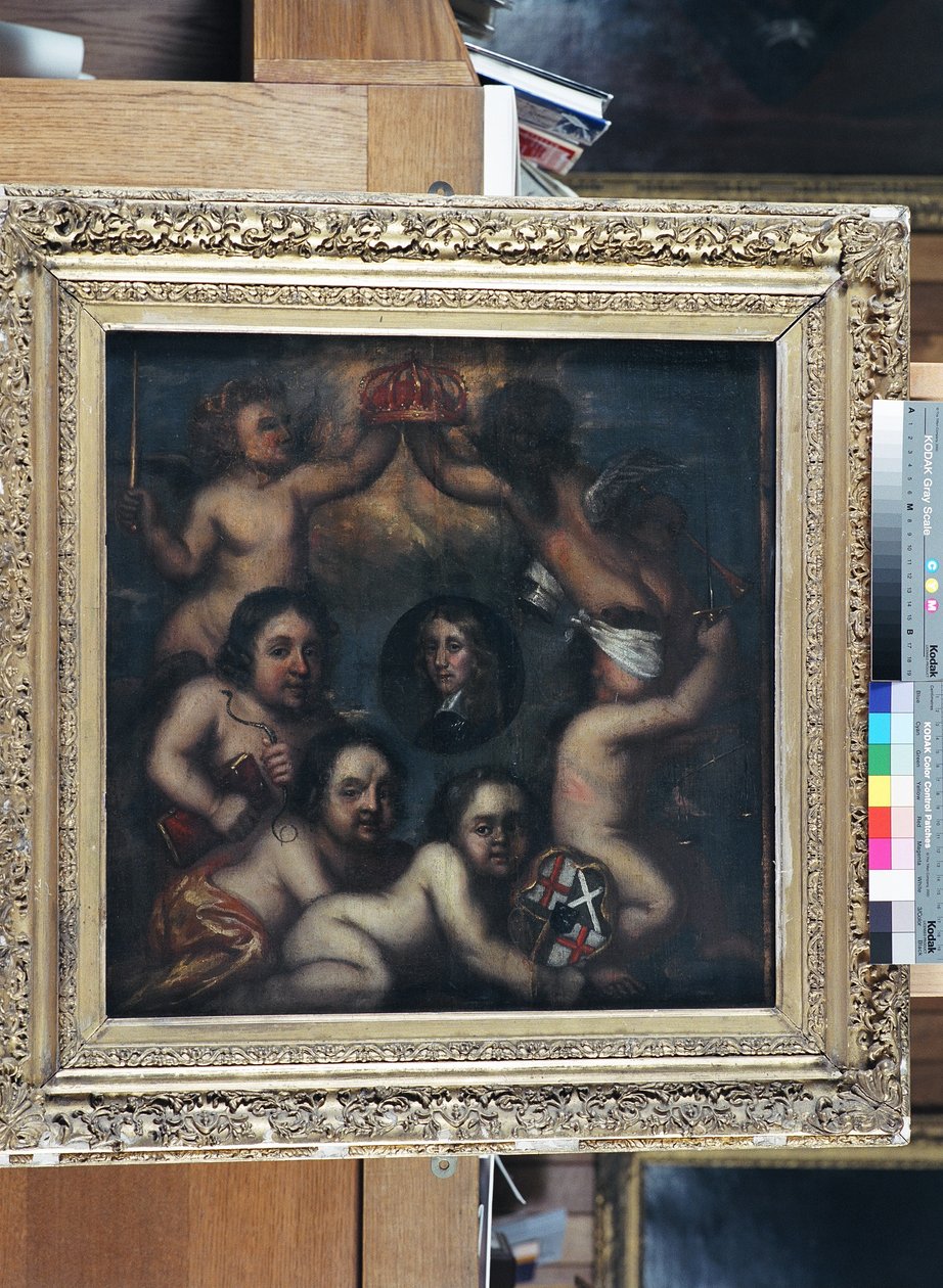 Richard Cromwell'in taç teklif edilirken bir hiciv, c.1659 (panelde yağlı boya) by English School