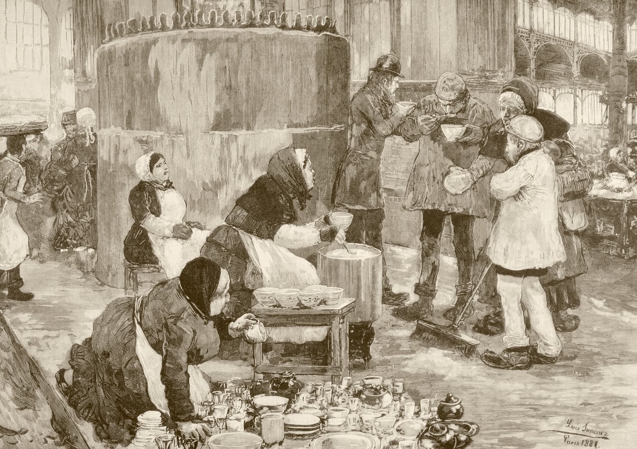 1800'lerde Paris'te bir aşevi (litho) by English School