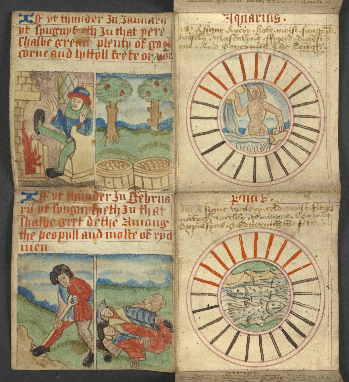 Ekle. 17367, f.3r Aquarius & Pisces, Almanak