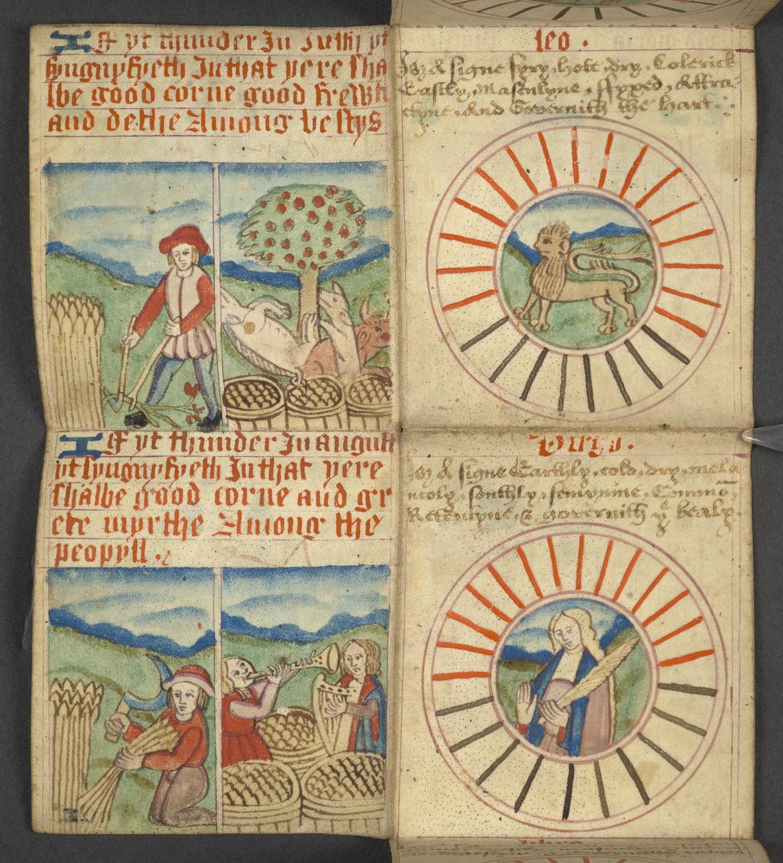 Ekle. 17367, f.6r Leo & Virgo, Almanak