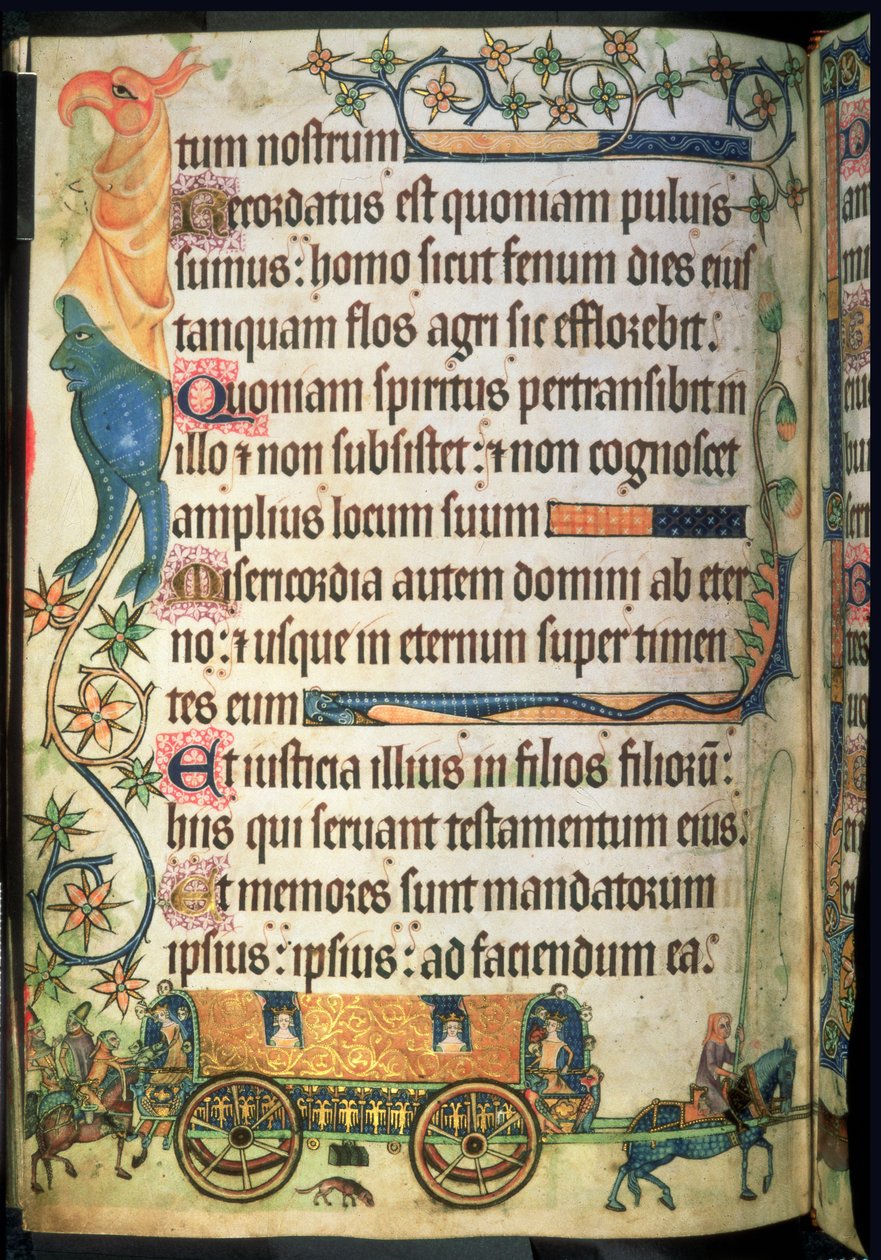 Add 42130 f.181v Mezmur 102: Kraliyet leydileri için seyahat arabası, 