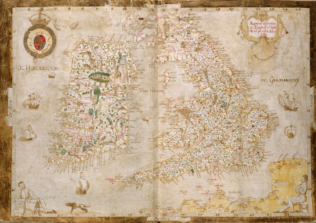 Ekle. 62540, ff.3v-4, Büyük Britanya ve İrlanda Haritası, 