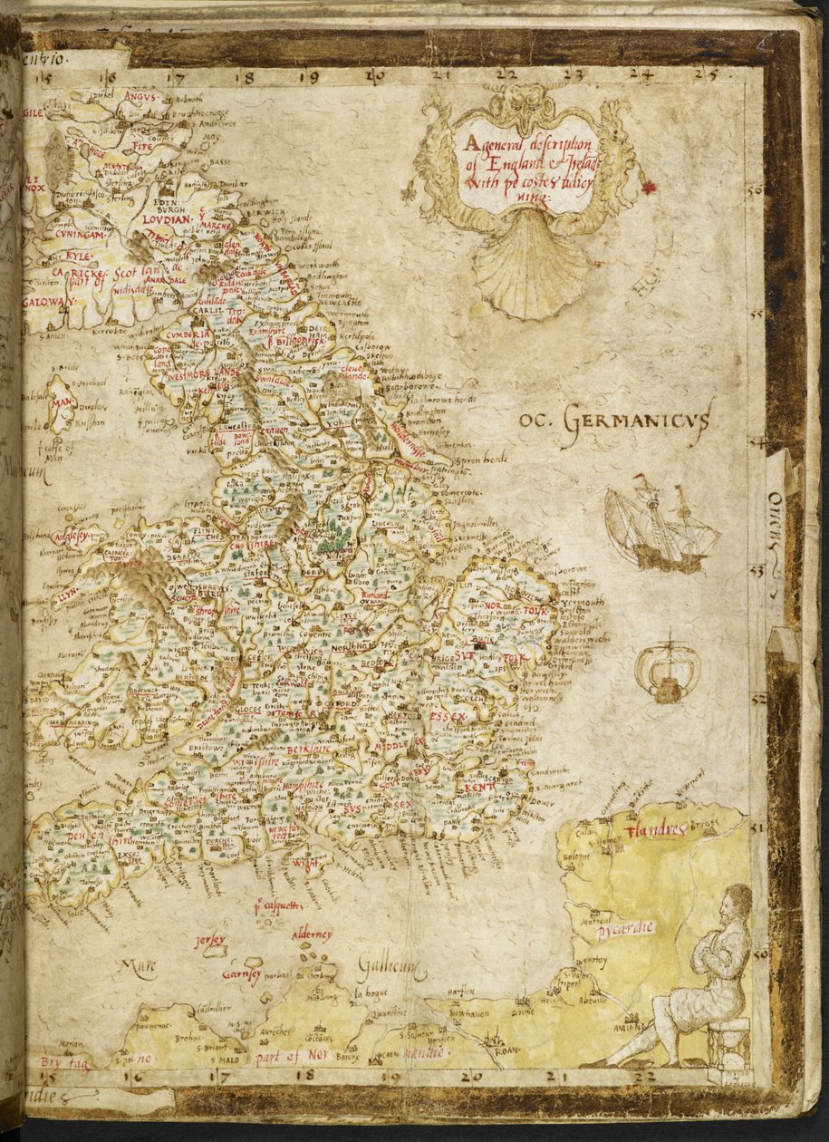 Ekle. 62540, ff.3v-4, Büyük Britanya ve İrlanda Haritası, 
