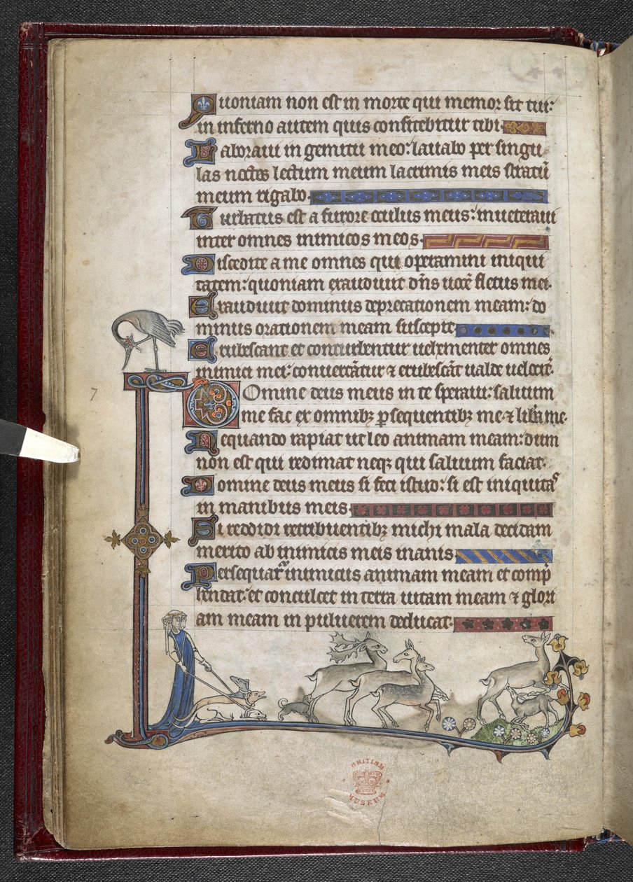 MS 24686, f.13v Mezmur, kısmi kenar oluşturan marjinal uzantılı, c.1284-1316 (parşömen) ekleyin by English School