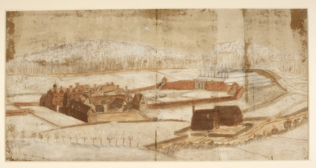 MS 78610H Wotton Manzarası, bahçe, mağara ve çevresi, c.1650