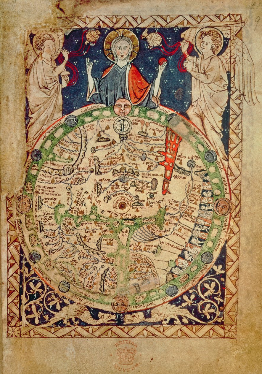 Ek Ms 28681, f.9: Dünya Haritası (parşömen) by English School