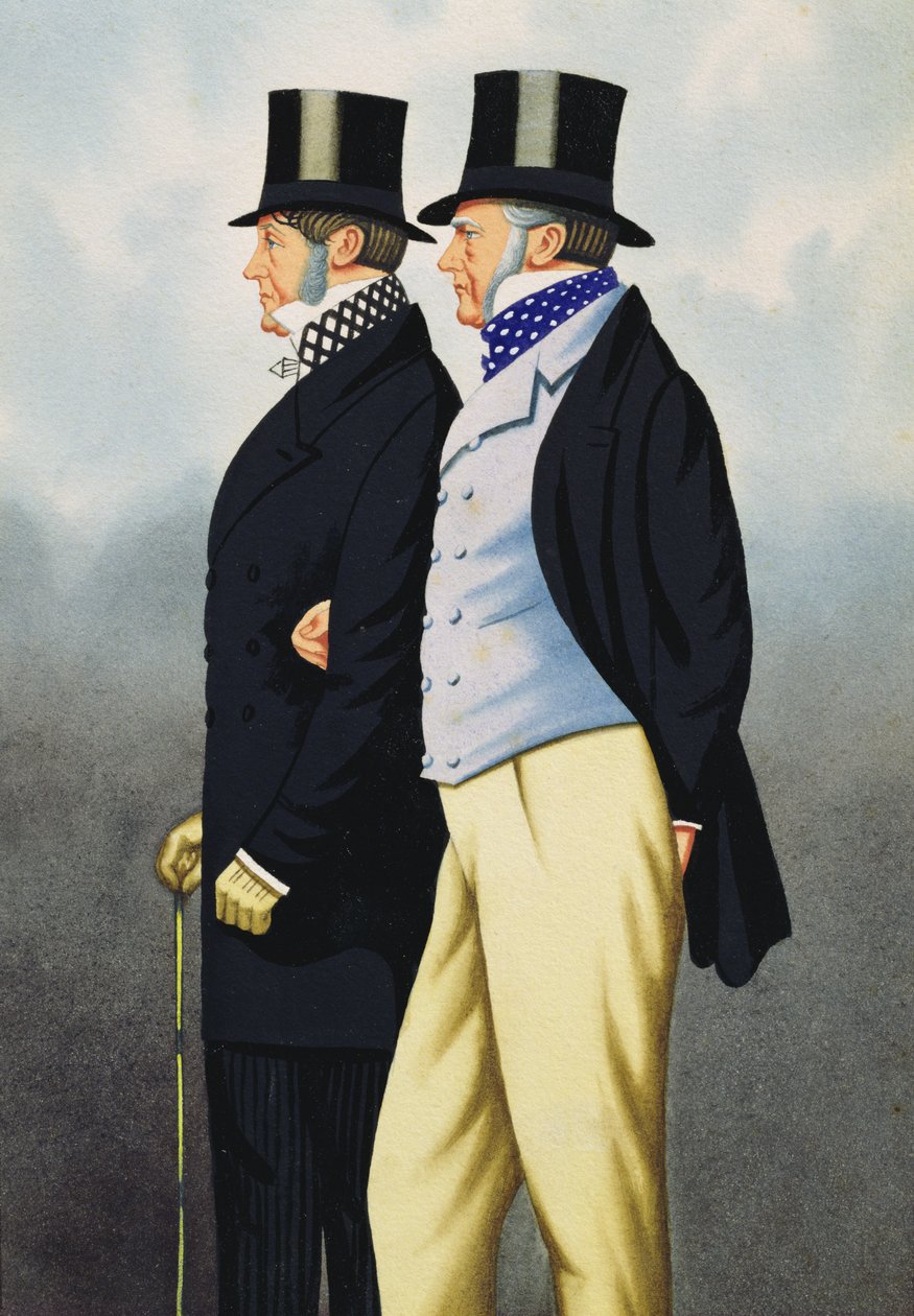 Amiral Henry John Rous (1795-1877) ve George Payne (1803-78), Bölgenin Babaları (kağıt üzerinde wc) by English School