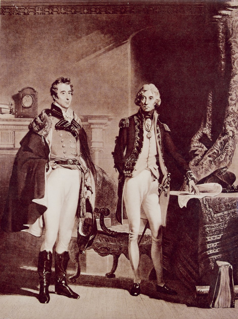 Amiral Nelson (1758-1805) ile Albay Sir Arthur Wellesley (1769-1852) Wellington Dükü by English School