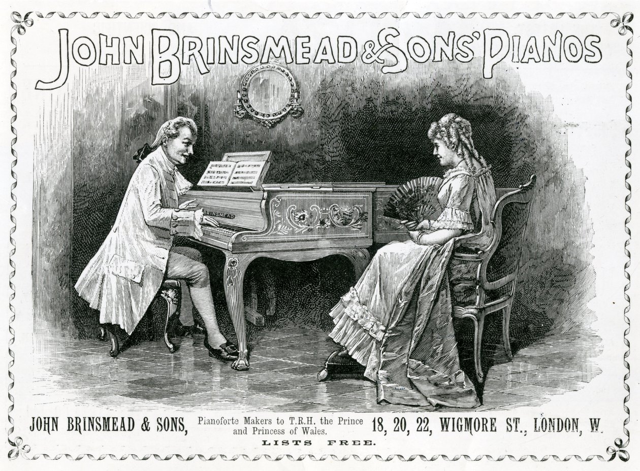 Reklam, John Brinsmead ve Sons Pianos, The Graphic için İllüstrasyon, 4 Temmuz 1891 (gravür) by English School