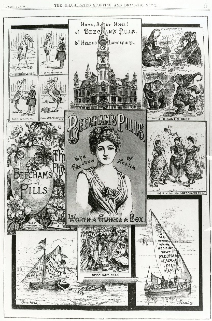 Beechams Pills, Sağlığın Gül Tomurcuğu Reklamı, 1890 by English School