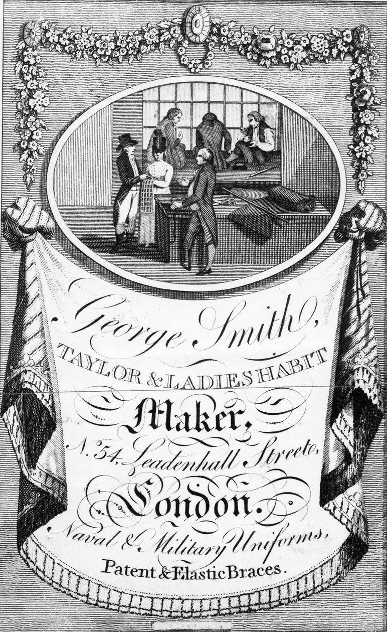 Advertisement for George Smith, Taylor und Ladies Habit Maker  by English School