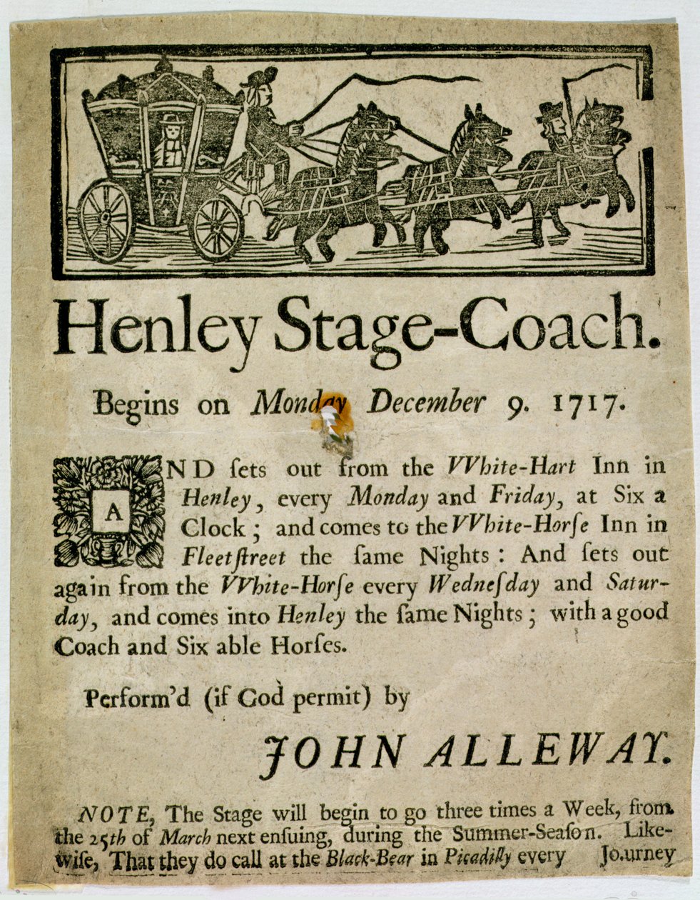 Henley Sahne Koçu için Reklam, 1717 by English School