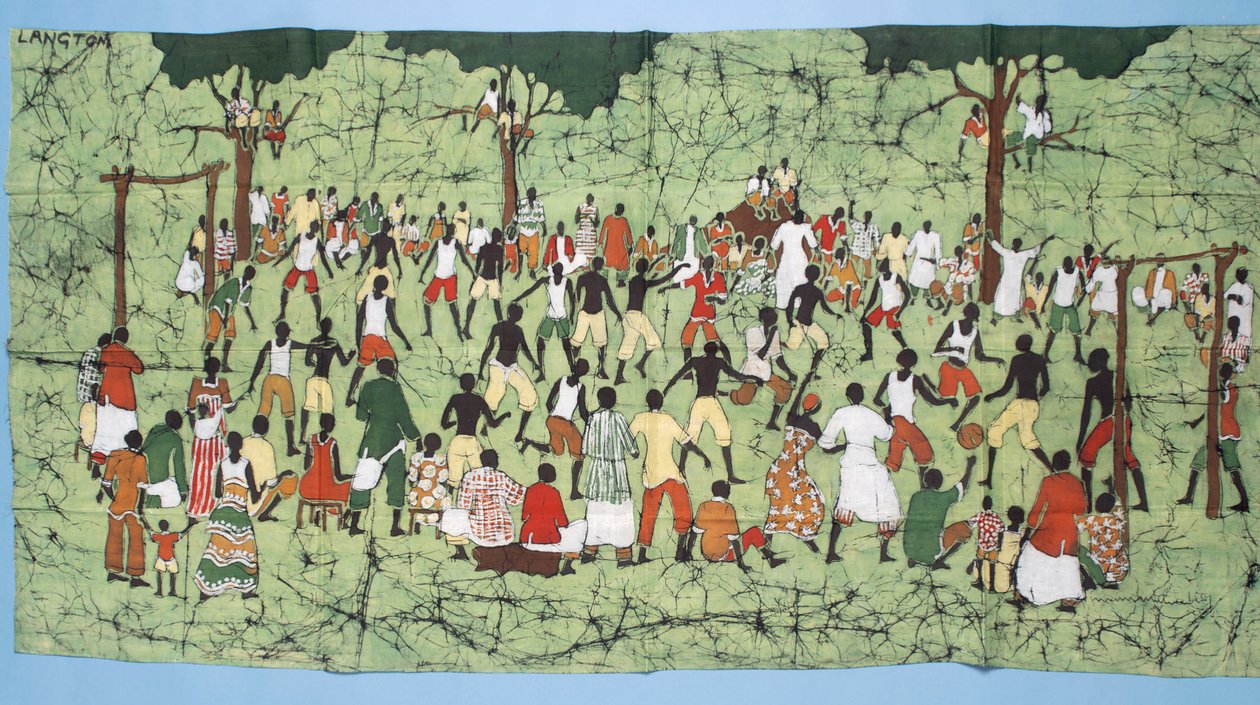 Seyircilerin izlediği Afrika batik, resimleme ve futbol maçı (tekstil) by English School