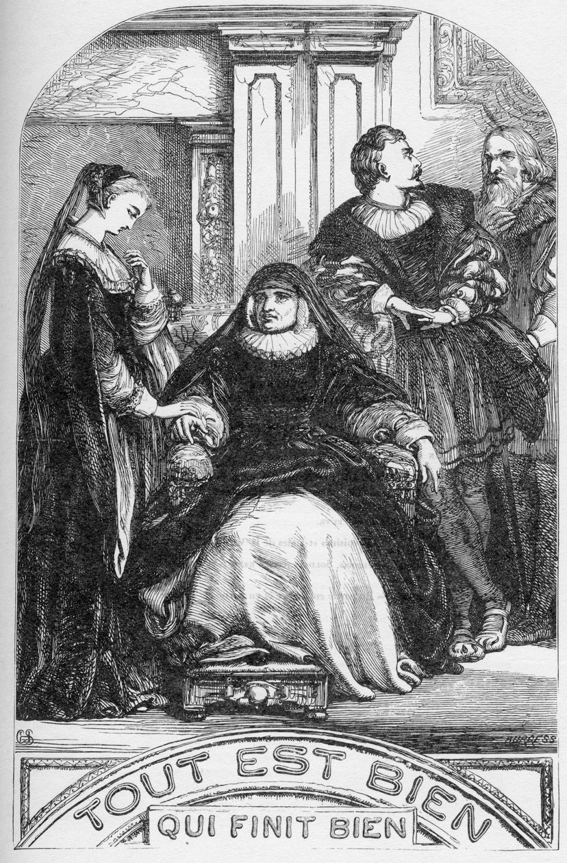 İyi Biten Her Şey İyidir - “” William Shakespeare tarafından tamamlanan eserlerde” illüstrasyon 1866 - Bu baskının çizimleri ve genel biçimi, Cassell