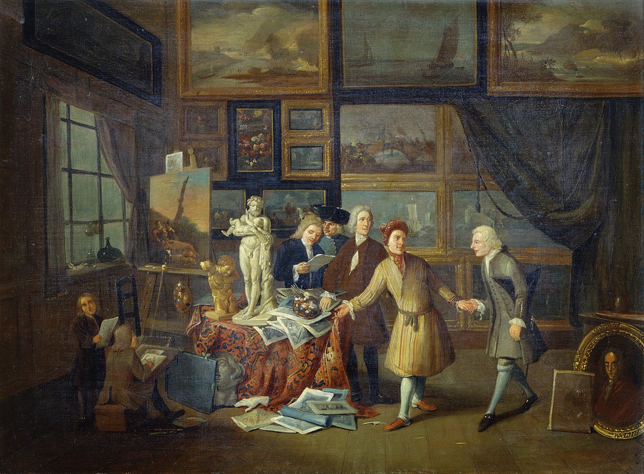 Bir Sanatçının Atölyesi, 1730 civarı (tuval üzerine yağlıboya) by English School