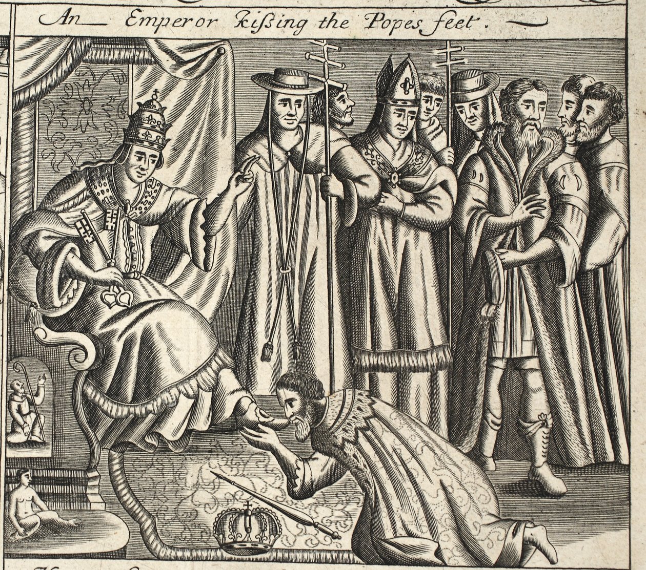 Papaların ayaklarını öpen bir İmparator, John Foxe