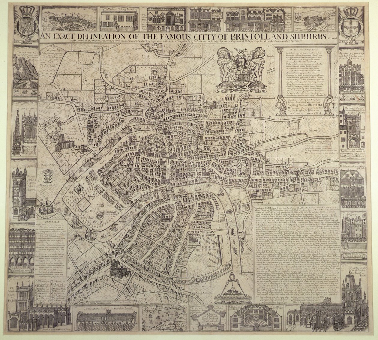 "Ünlü Bristol Şehri ve Banliyölerin Kesin Tasviri", yazan James Millerd, pub.1673 by English School