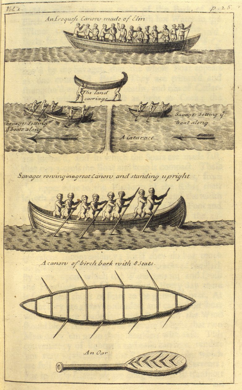Bir İroquese kanosu, 1703 by English School