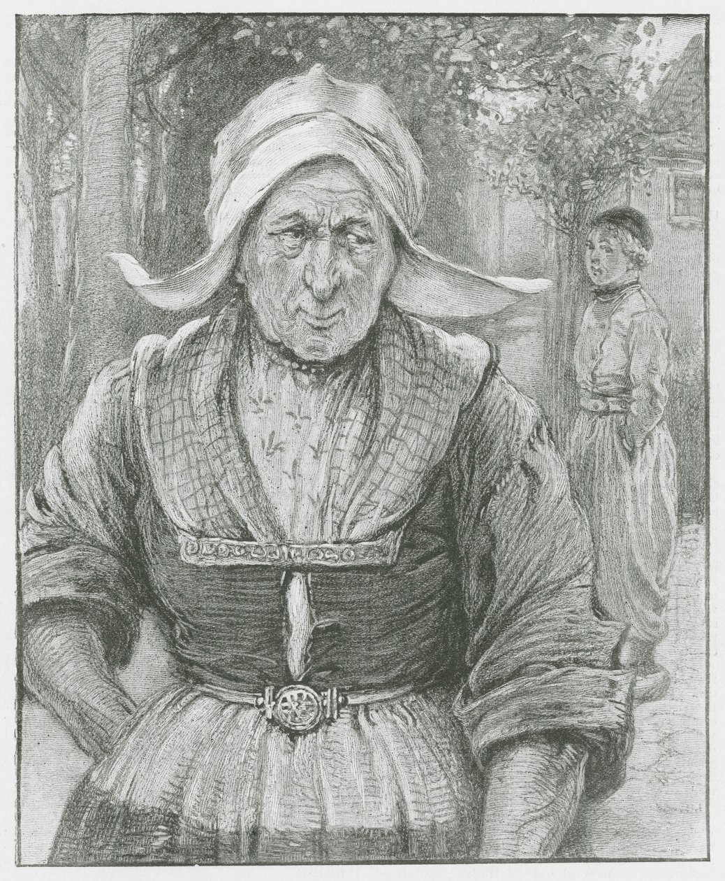 Yaşlı Hollandalı Kadın (taş baskı) by English School