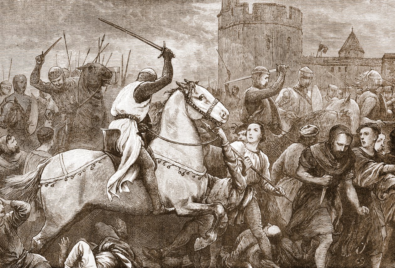 Valdenslere karşı erken bir Papalık haçlı seferi, James Aitken Wylie'nin (1808-1890) 'Protestanlığın Tarihi'nden bir örnek, pub. 1878 (gravür) by English School