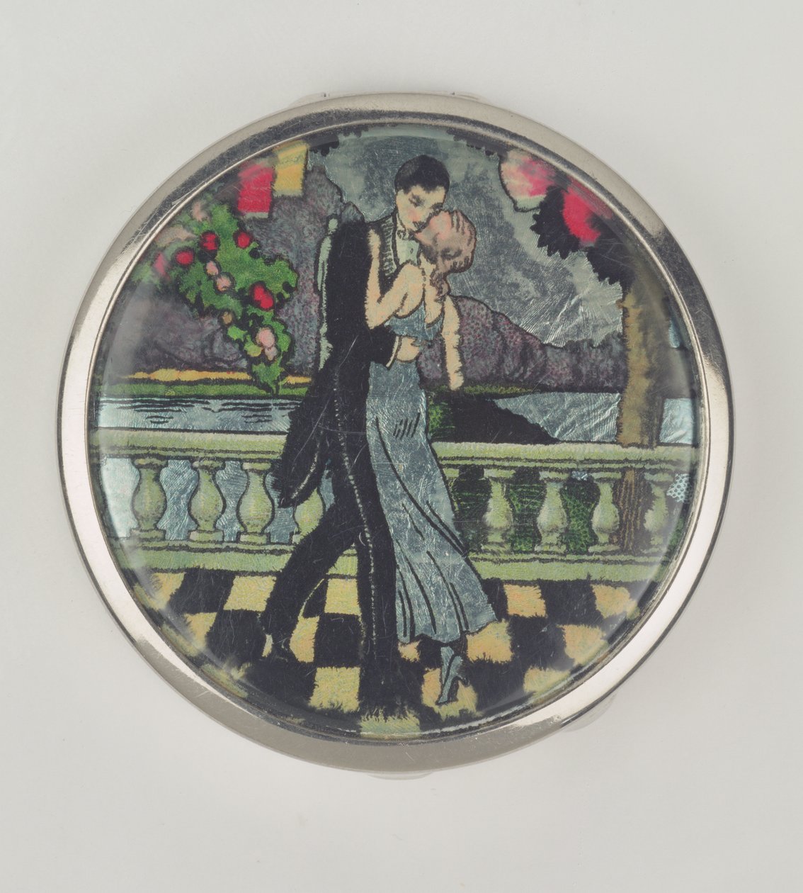 Art Deco Dancers Powder Compact, Stratnoid tarafından yapılmıştır, 1920-30 (emaye) by English School
