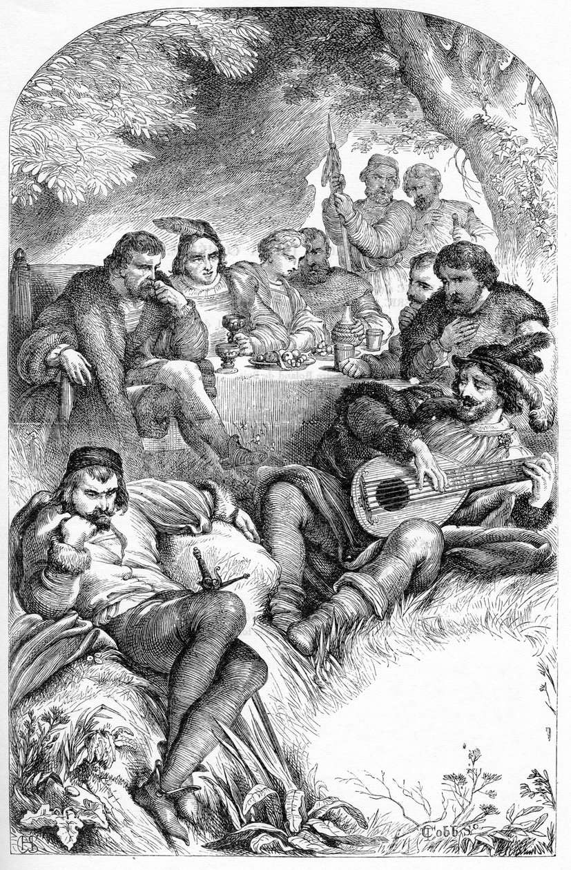 Beğendiğiniz Gibi - “” William Shakespeare tarafından tamamlanan eserler” deki illüstrasyon 1866 - Bu baskının çizimleri ve genel biçimi, Cassell