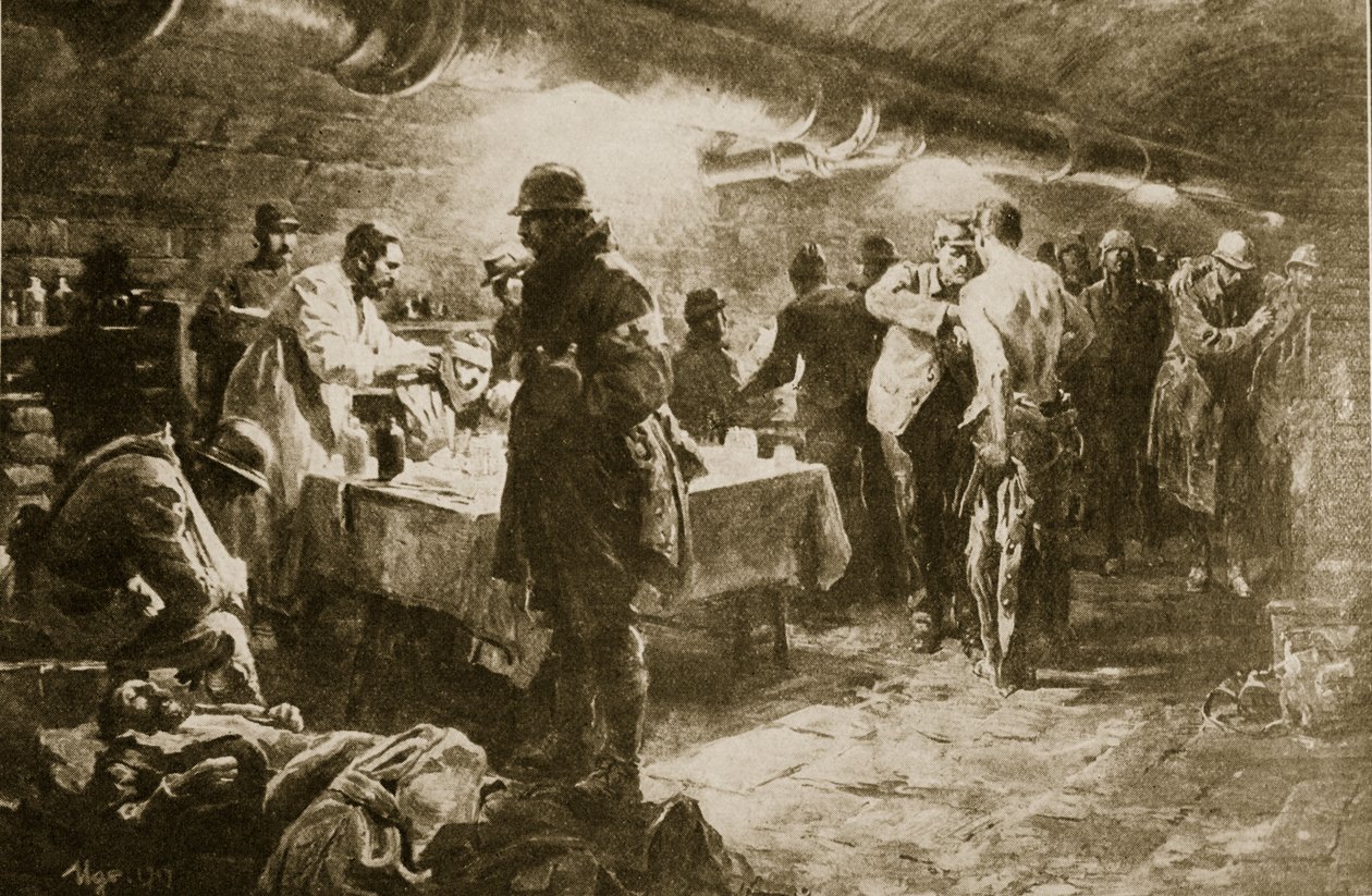 Bir Verdun kalesinin altındaki bir mahzende iş başında, 1914-19 by English School