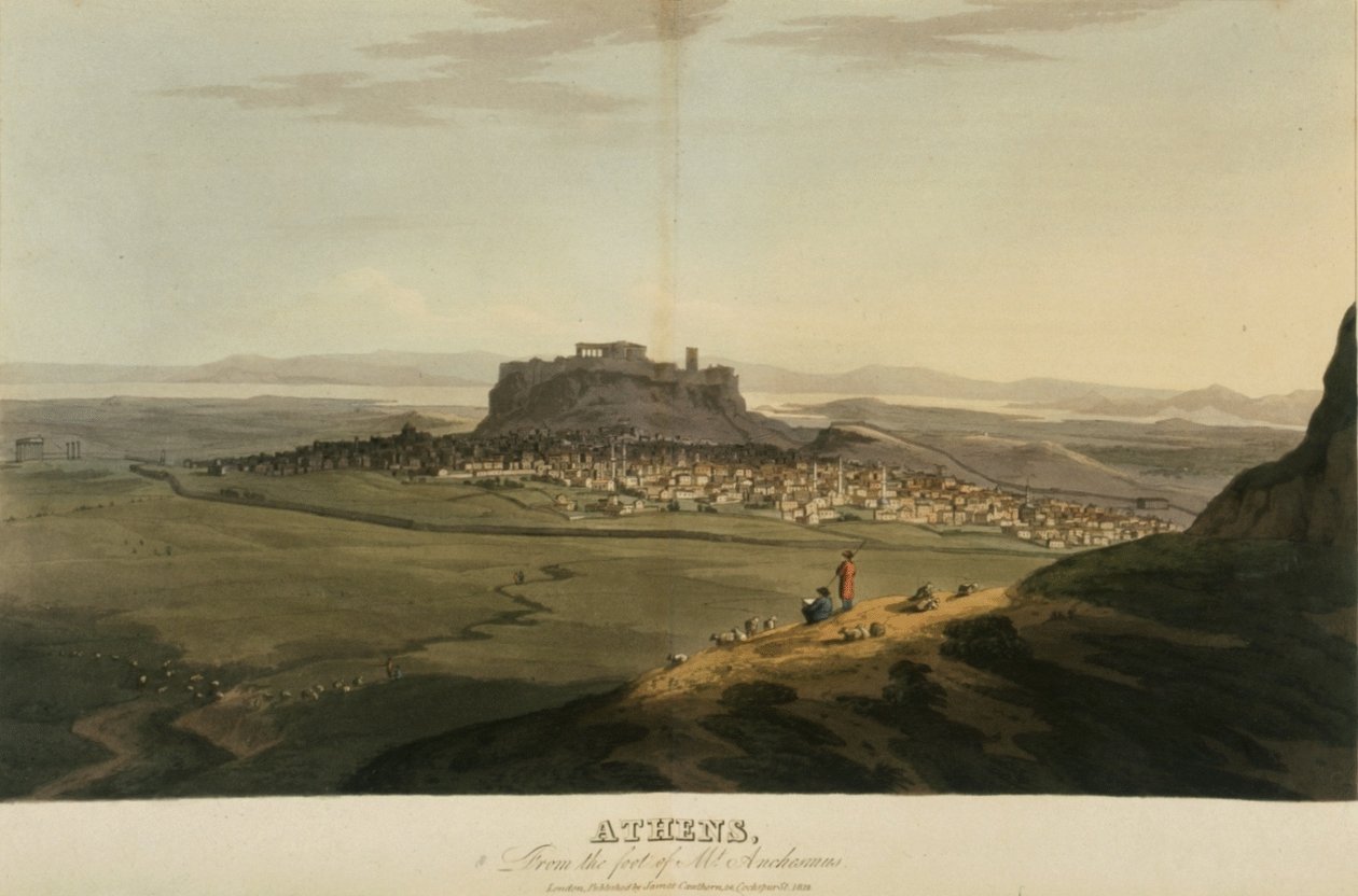 Atina, JC Hobhouse'un '1809-1810 yıllarında Arnavutluk ve diğer eyaletlerden... Konstantinopolis'e bir yolculuk' adlı eserinden illüstrasyon by English School