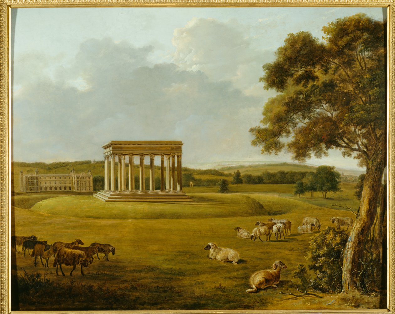 Audley End ve Concord Tapınağı (tuval üzerine yağlıboya) by English School