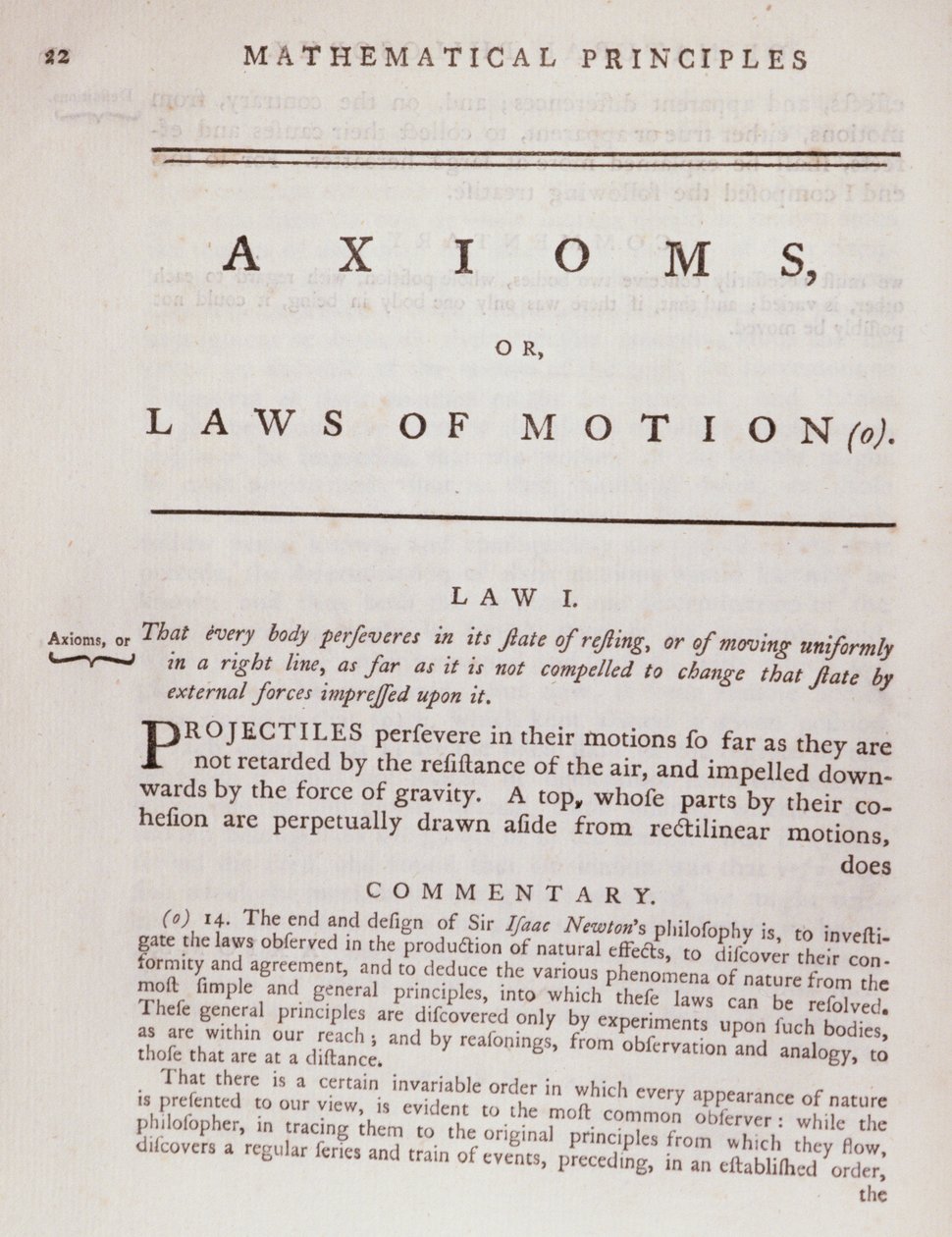 Aksiyomlar veya Hareket Kanunları, Sir Isaac Newton (1642-1727) 1777 tarafından yazılan Doğa Felsefesinin Matematiksel İlkelerinin I. Cildinden by English School