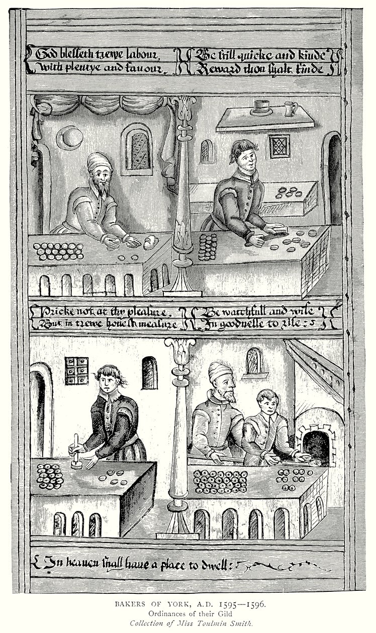York Fırıncıları, MS 1595-1596. Loncalarının Yönetmelikleri (gravür) by English School