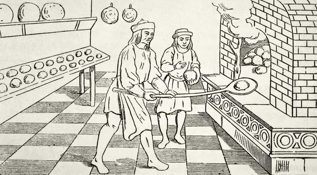 Baking bread in the 15th century, from 