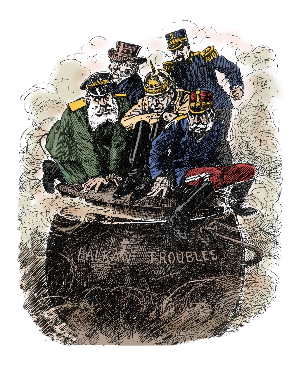 Balkan sorunları - İngiltere, Fransa (Armand Fallieres), Rusya (II. Nicholas), Almanya (II. William) ve Avusturya-Macaristan tarafından temsil edilen büyük Avrupalı güçler, Balkanlar