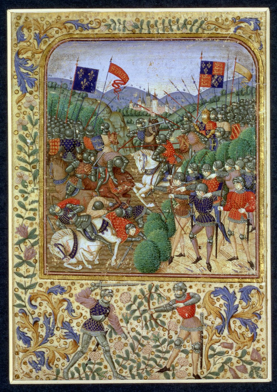 Agincourt Muharebesi, 25 Ekim 1415 (kağıt üzerinde wc) by English School