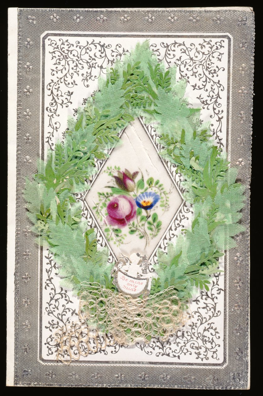 Sadece Benim Ol, Sevgililer Günü kartı, c.1830 (kağıt üzerinde renkli lito) by English School