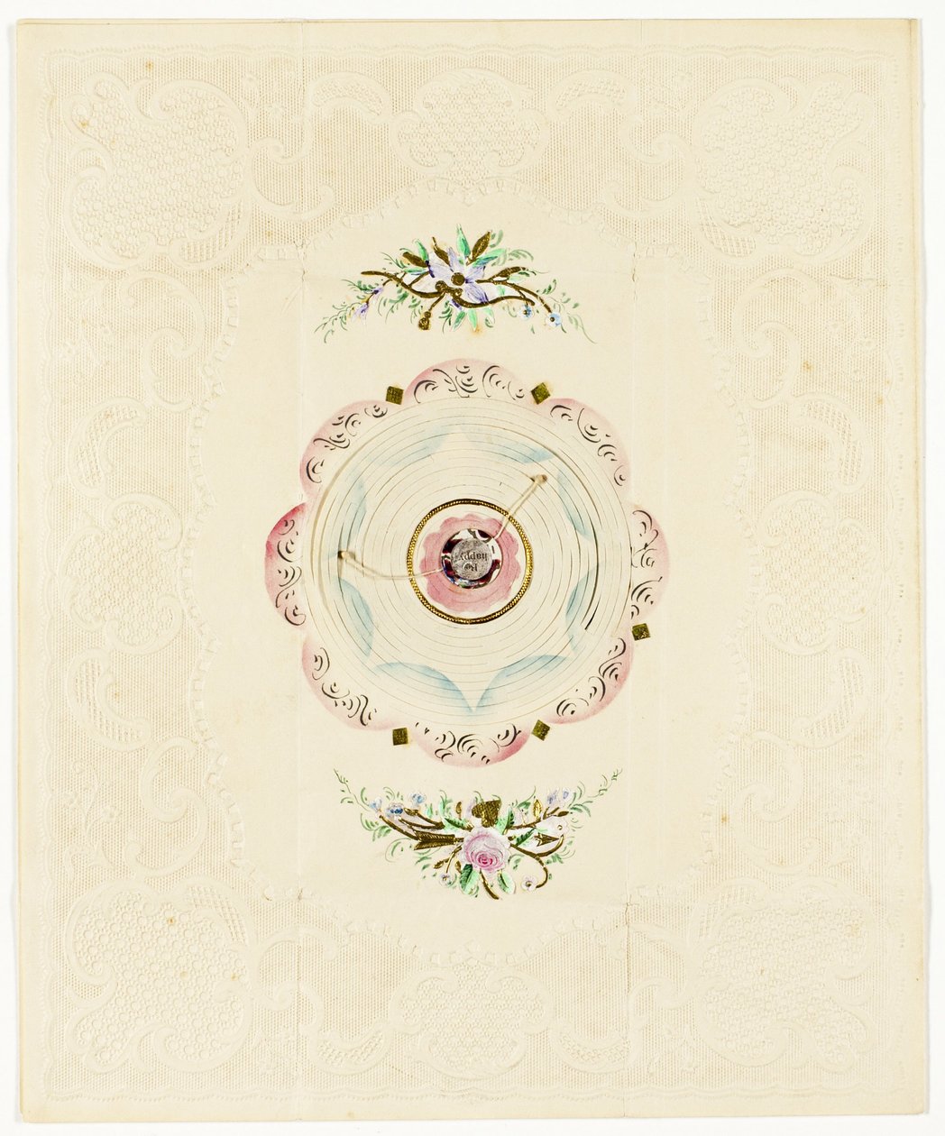 Be Thine, c.1830 (dantel bordürlü renkli baskılı sevgililer günü) by English School