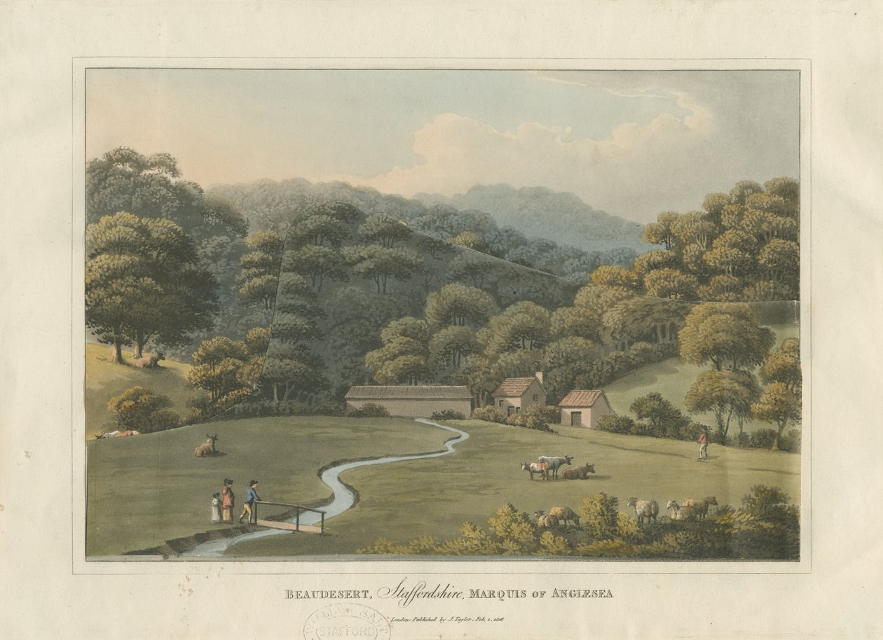 Beaudesert Park: renkli aquatint gravürü, 1816 by English School